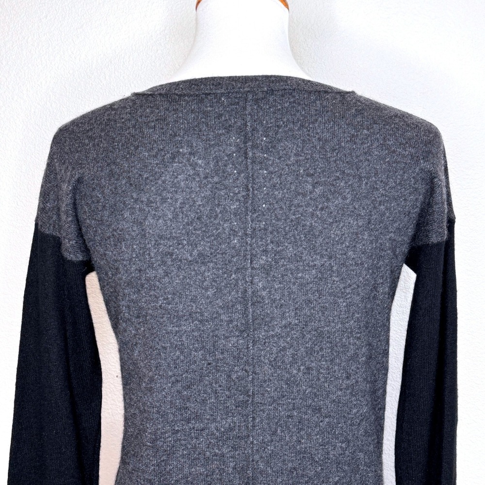 360 CASHMERE Crewneck Sweater Dress SMALL Colorblock Black & Gray Minimal Luxury - Picture 7 of 8